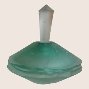 🪷 VTG SIGNED DATED '92 ART GLASS PERFUME BOTTLE DABBER GREEN SEA ANEMONE FLOWER